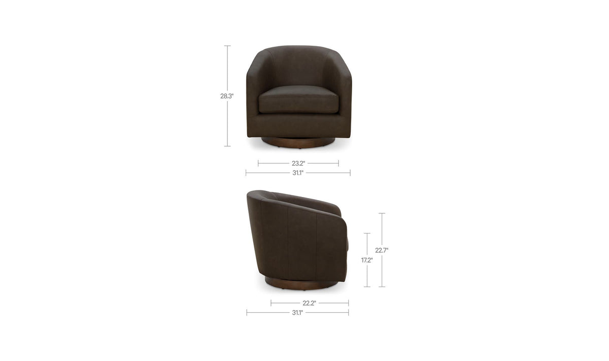 Oscy Taupe Leather Swivel Chair