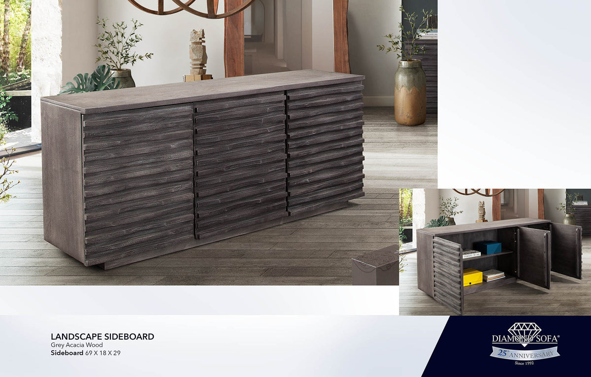 Landscape Espresso Grey Acacia Sideboard - Ornate Home