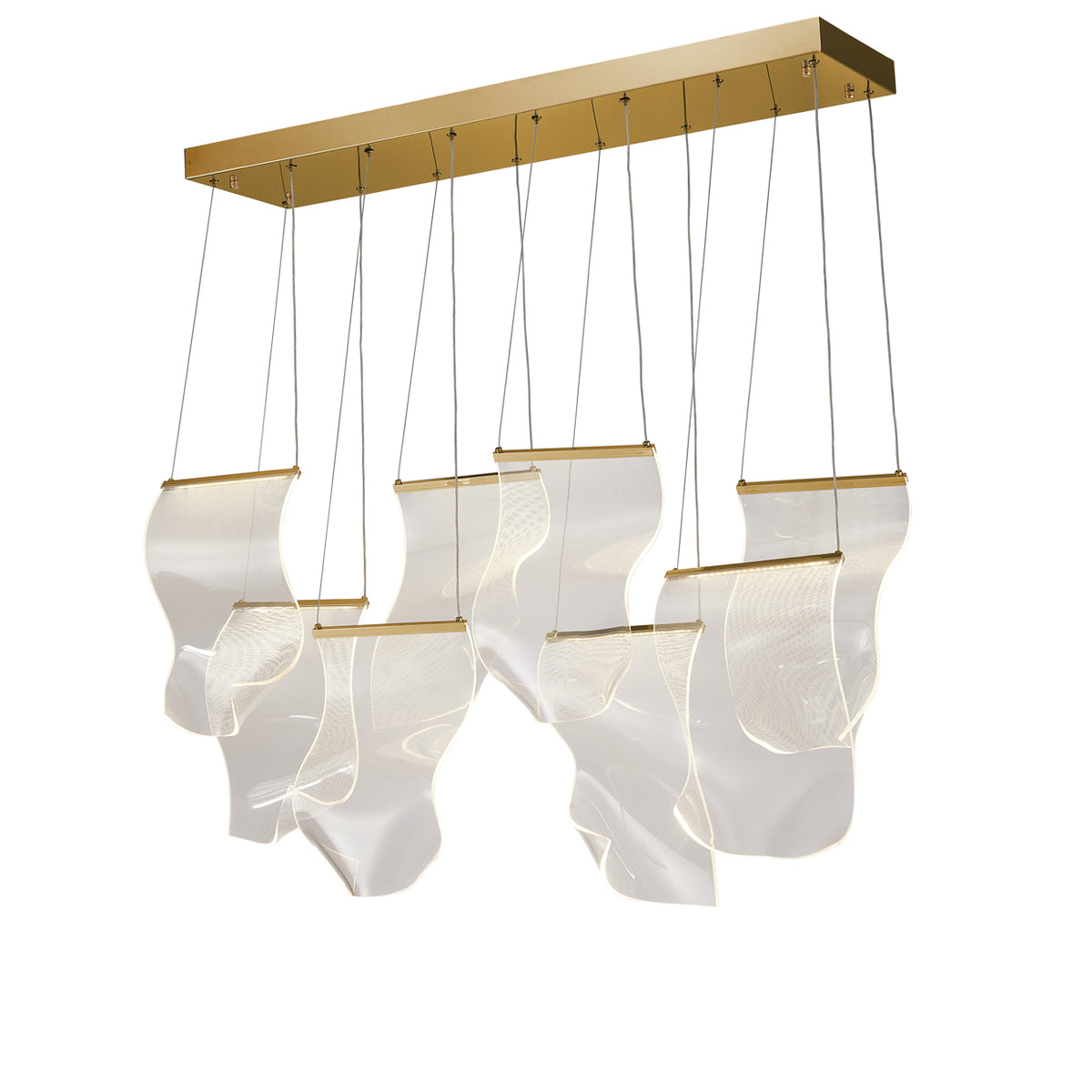 Sheer Waves Gold 8-Light Modern LED Chandelier