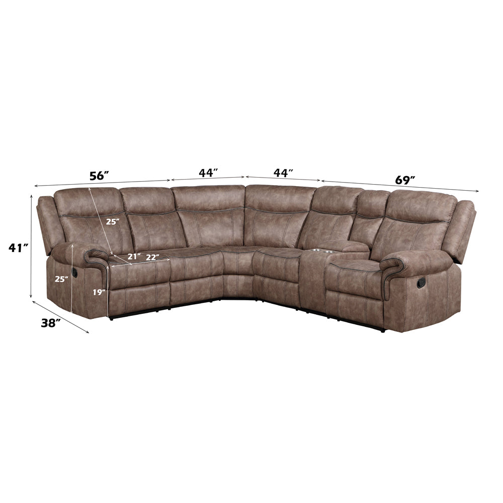 Dollum Two Tone Chocolate Motion Sectional Sofa