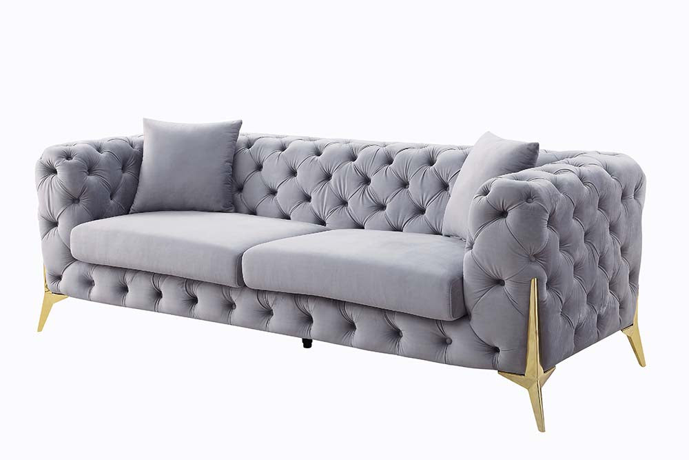 Jelanea Gray/Gold Sofa w/ 2 Pillows