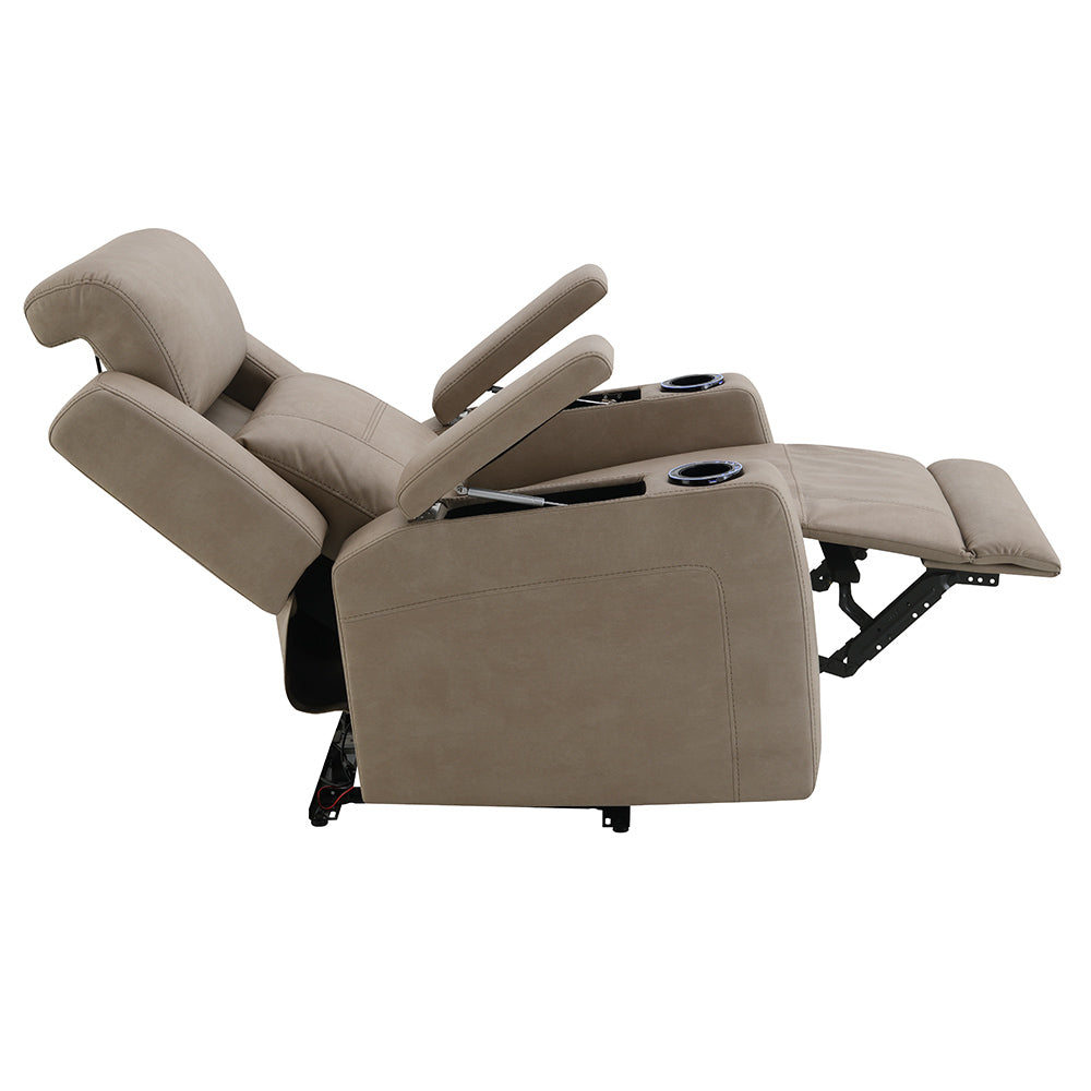 Lugo Camel Leather Aire Power Motion Recliner w/Cup Holder