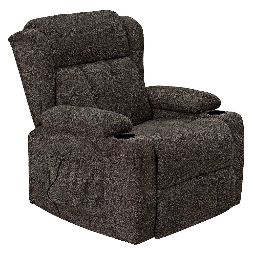 Lusio Brown Power Motion Recliner w/Lift & Cup Holder