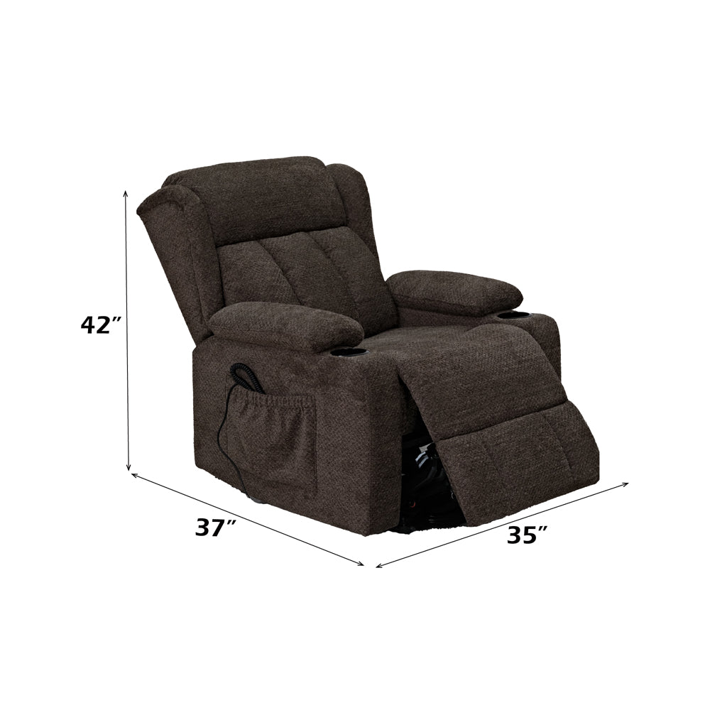 Lusio Brown Power Motion Recliner w/Lift & Cup Holder