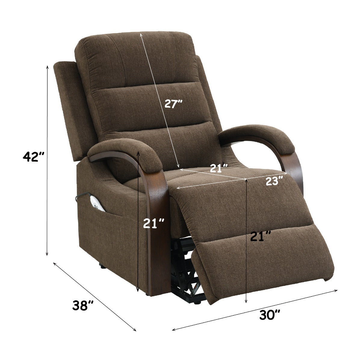 Kayla Chocolate Power Recliner w/Lift & Heating & Massage