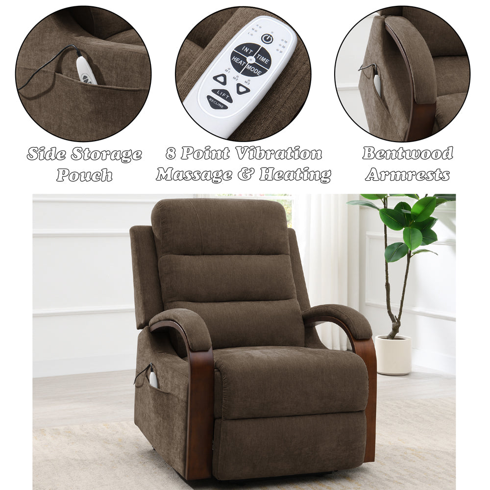 Kayla Chocolate Power Recliner w/Lift & Heating & Massage