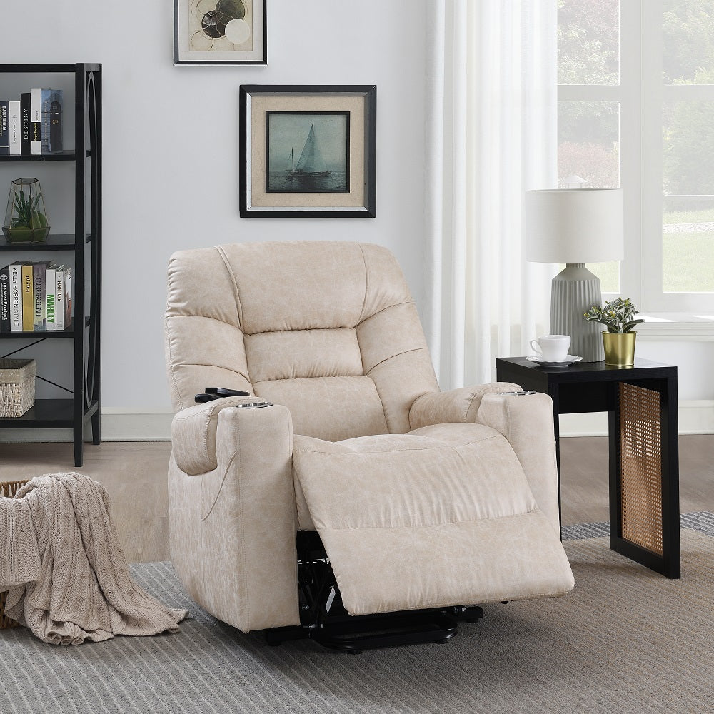 Nairi Ivory Power Recliner w/ Lift, Heating & Massage