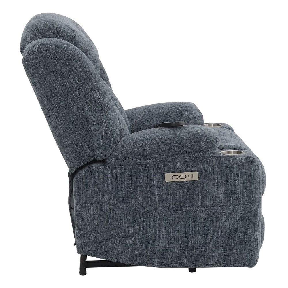 Omarion Blue Power Recliner w/ Lift, Heating & Massage