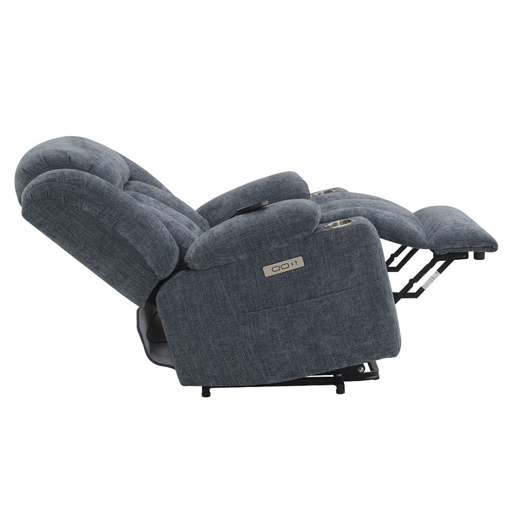 Omarion Blue Power Recliner w/ Lift, Heating & Massage