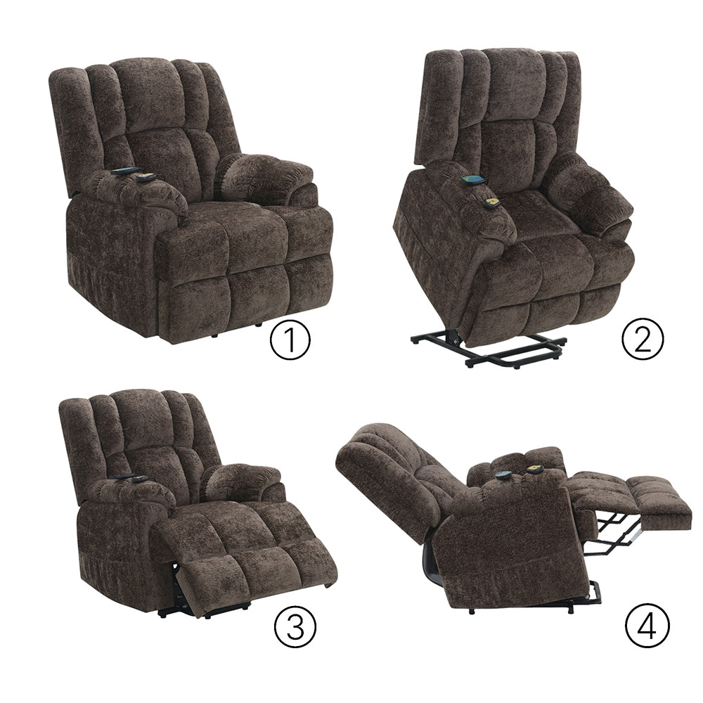 Pacay Brown Power Recliner w/ Lift, Heating & Massage