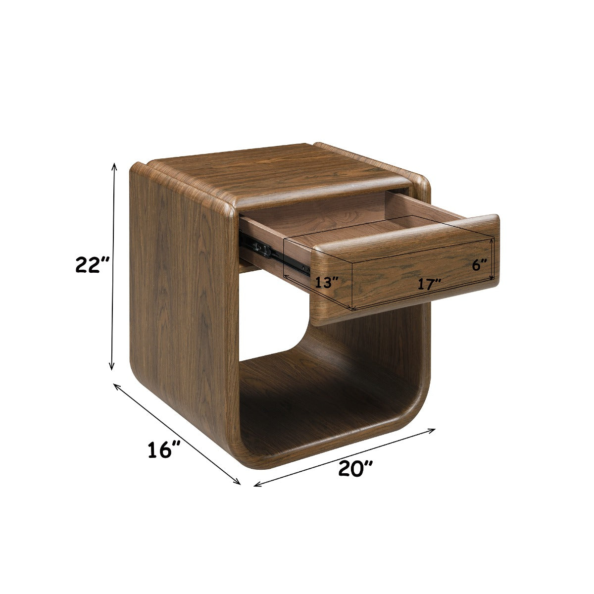 Lanza Dark Walnut End Table w/Drawer