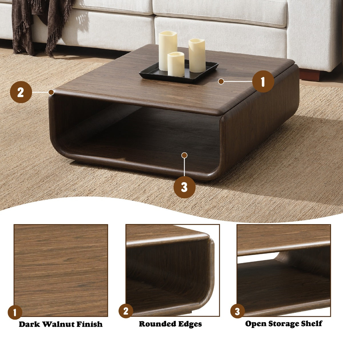 Lanza Dark Walnut Coffee Table