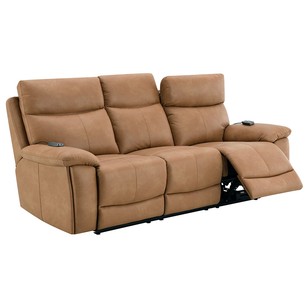 Chavis Brown Power Motion Sofa w/USB & Power Headrest