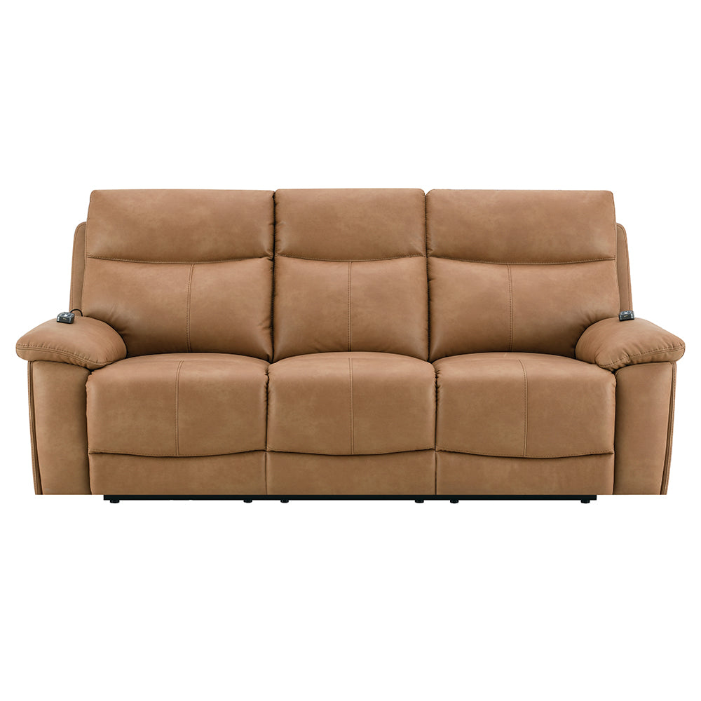 Chavis Brown Power Motion Sofa w/USB & Power Headrest
