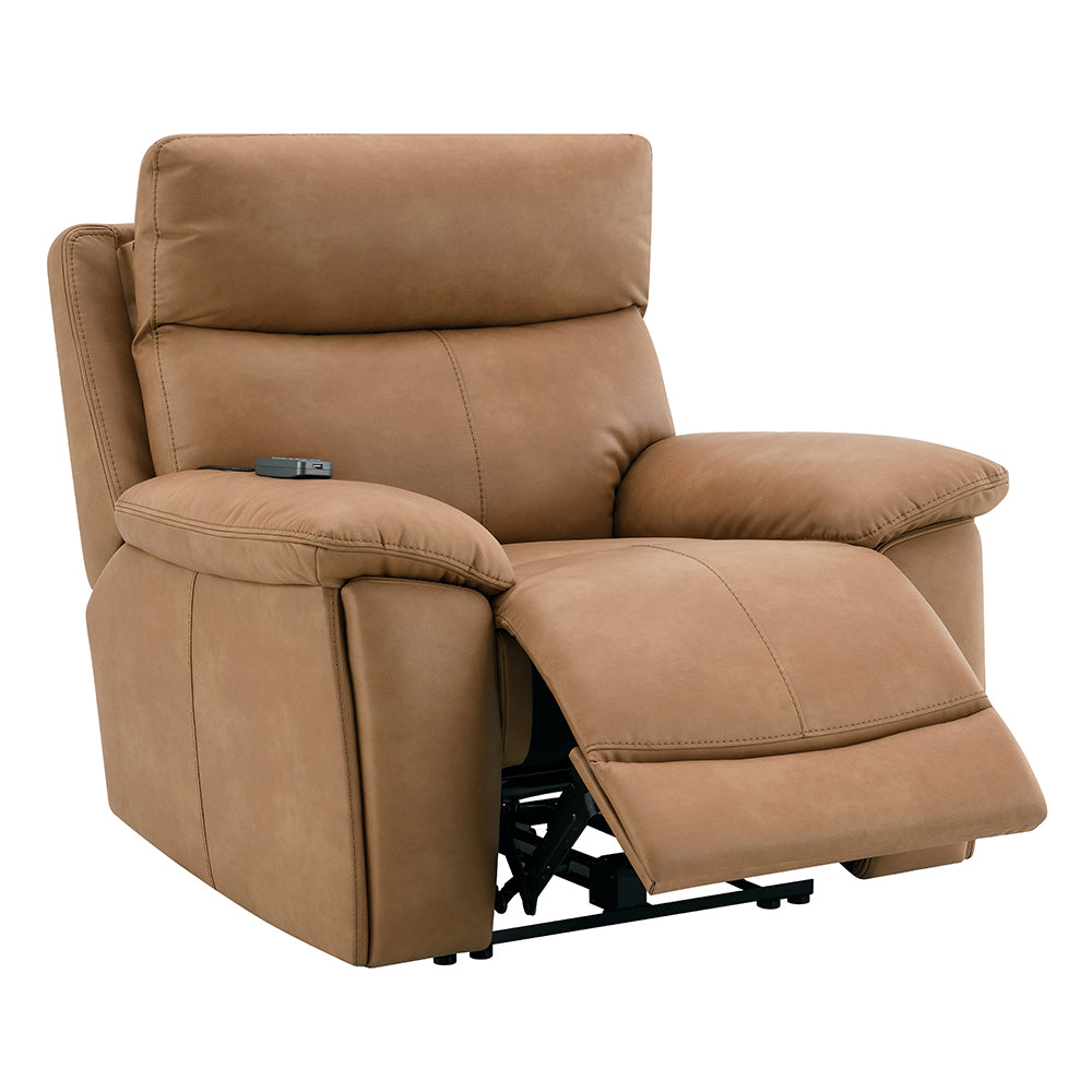Chavis Brown Power Motion Recliner w/USB & Power Headrest