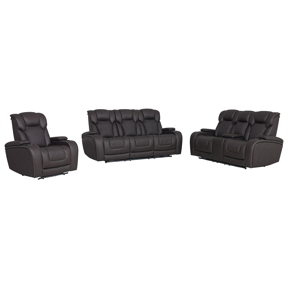 Wendell Dark Gray Microfiber Power Motion Sofa w/Dropdown Table