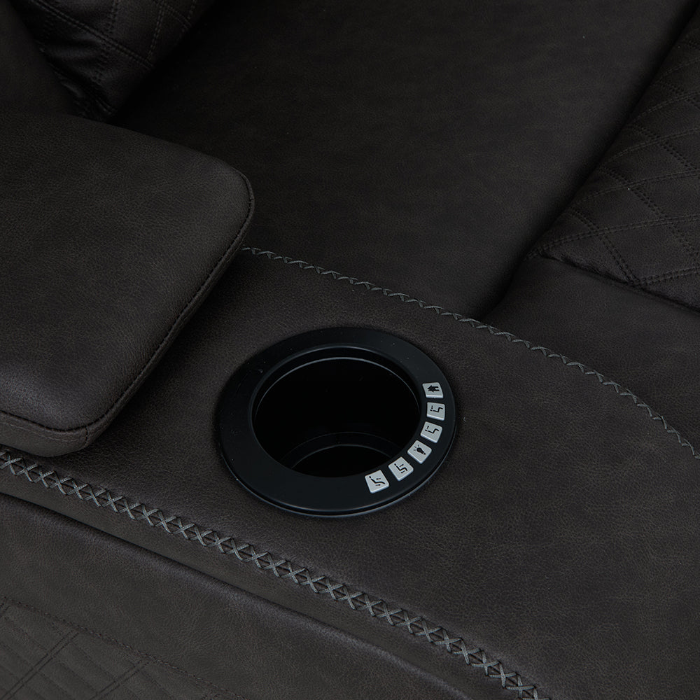 Wendell Dark Gray Microfiber Power Motion Loveseat w/Console