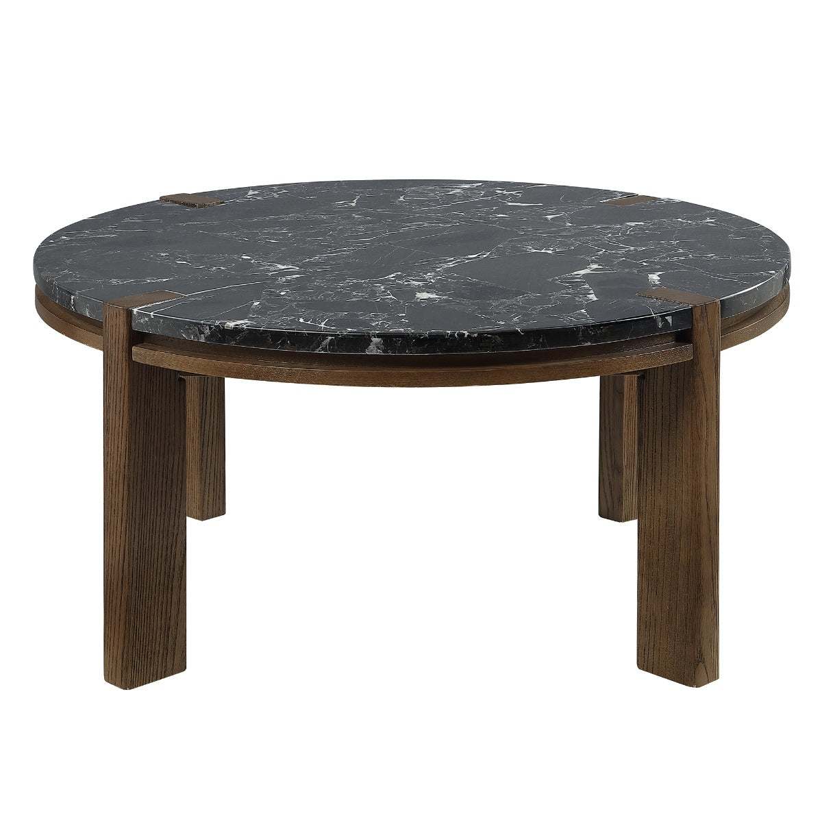 Estella Black/Walnut Coffee Table w/Marble Top