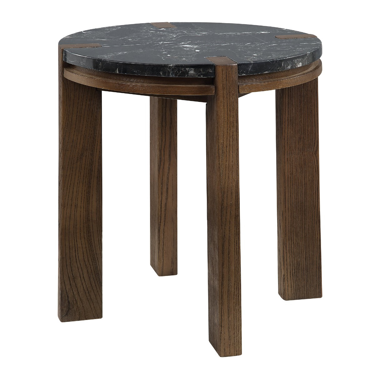 Estella Black/Walnut End Table w/Marble Top