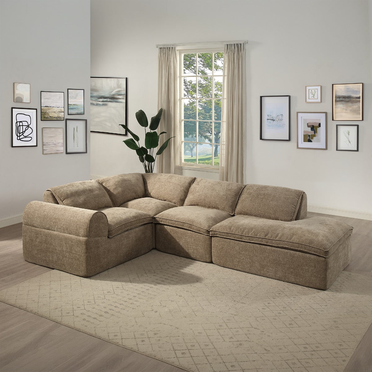 Almano Brown Modular - Left Facing Arm Chair