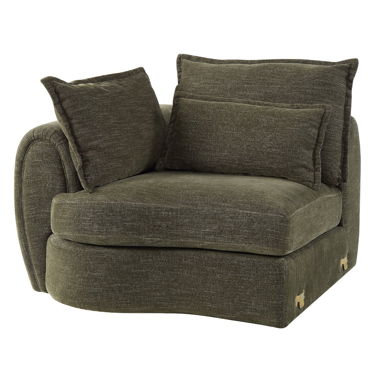 Leighton Green Modular - Left Facing Arm Chair W/3 Pillows