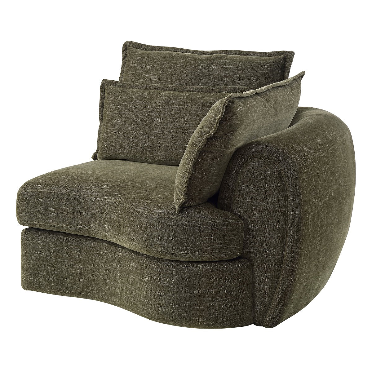 Leighton Green Modular - Right Facing Arm Chair W/3 Pillows