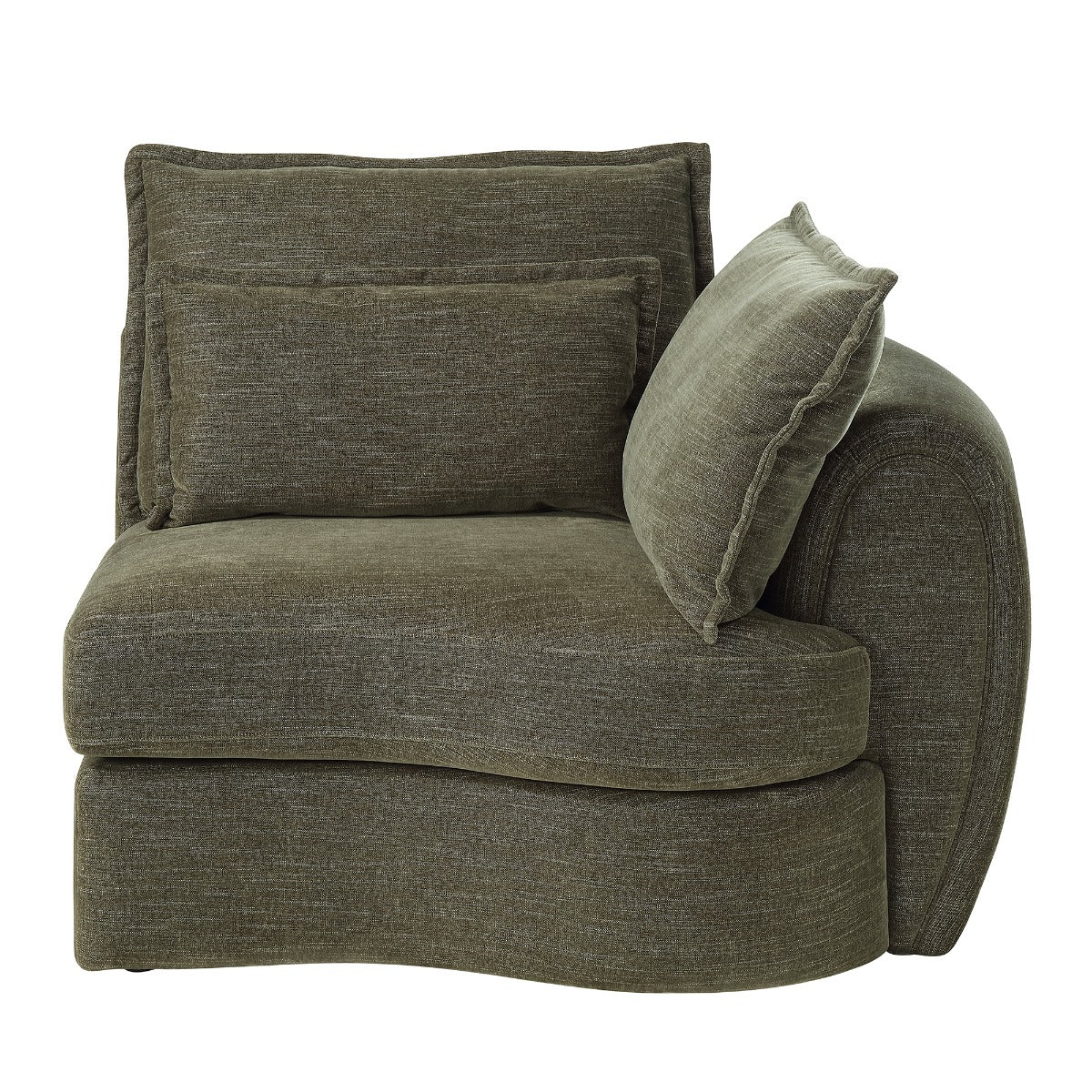 Leighton Green Modular - Right Facing Arm Chair W/3 Pillows