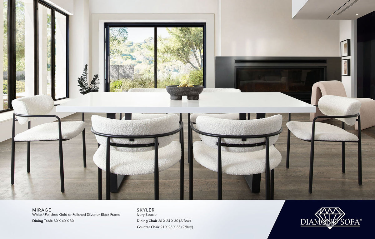 Mirage White/Black Dining Table - Ornate Home
