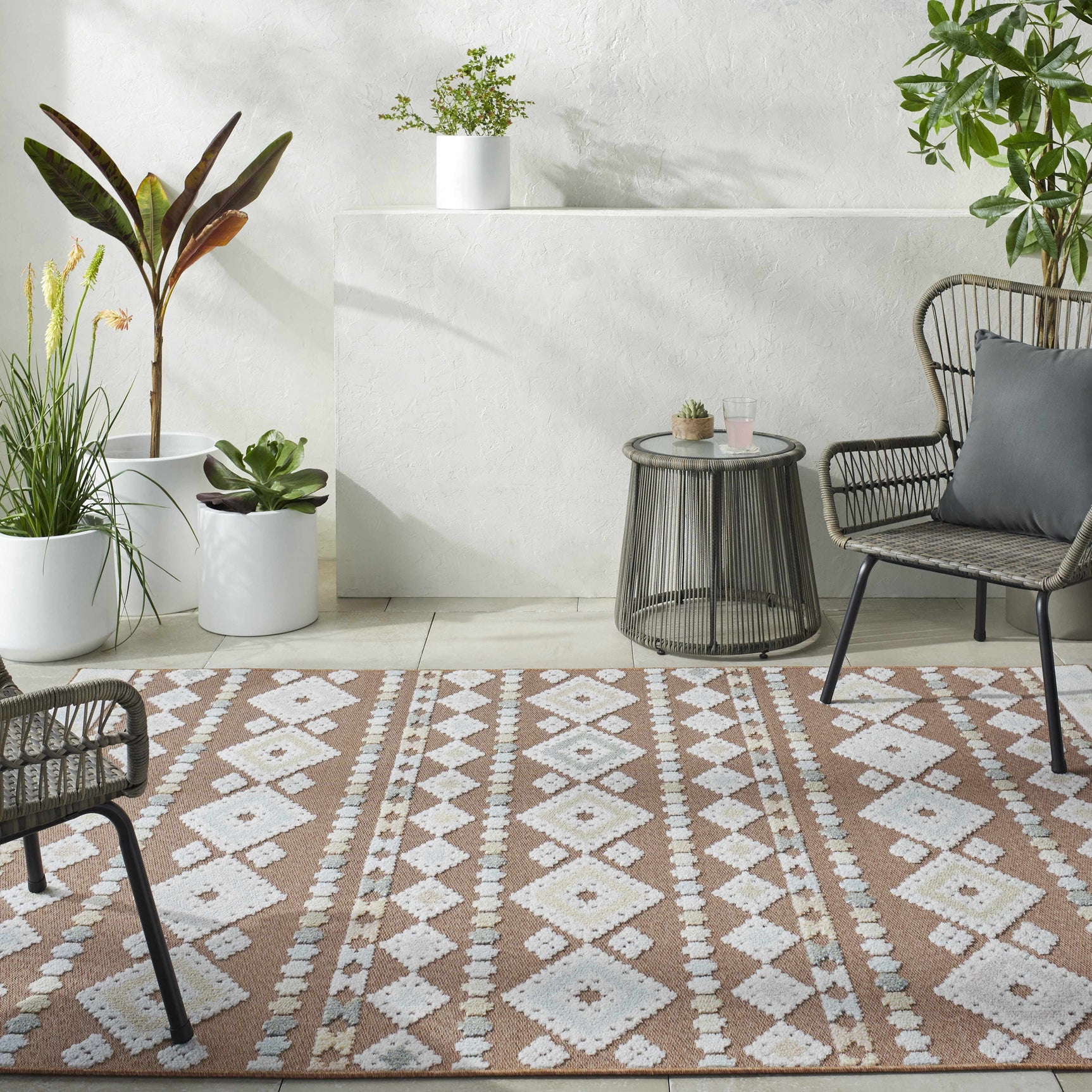 Metta Rust Outdoor Area Rug - Clearance