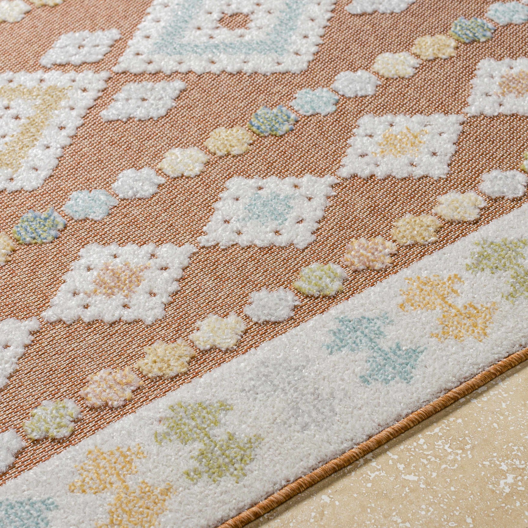 Metta Rust Outdoor Area Rug - Clearance