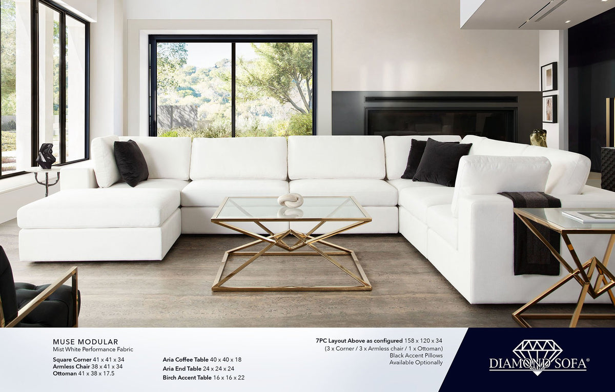 Muse White Performance Fabric Reversible 4-Pc Sectional - Ornate Home