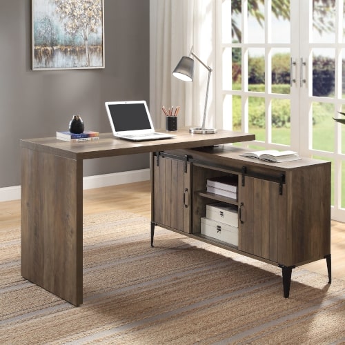 Zakwani Rustic Oak/Black Writing Desk