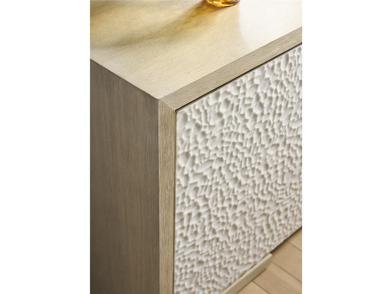 Aurora Light Oak/Carved Stone Credenza