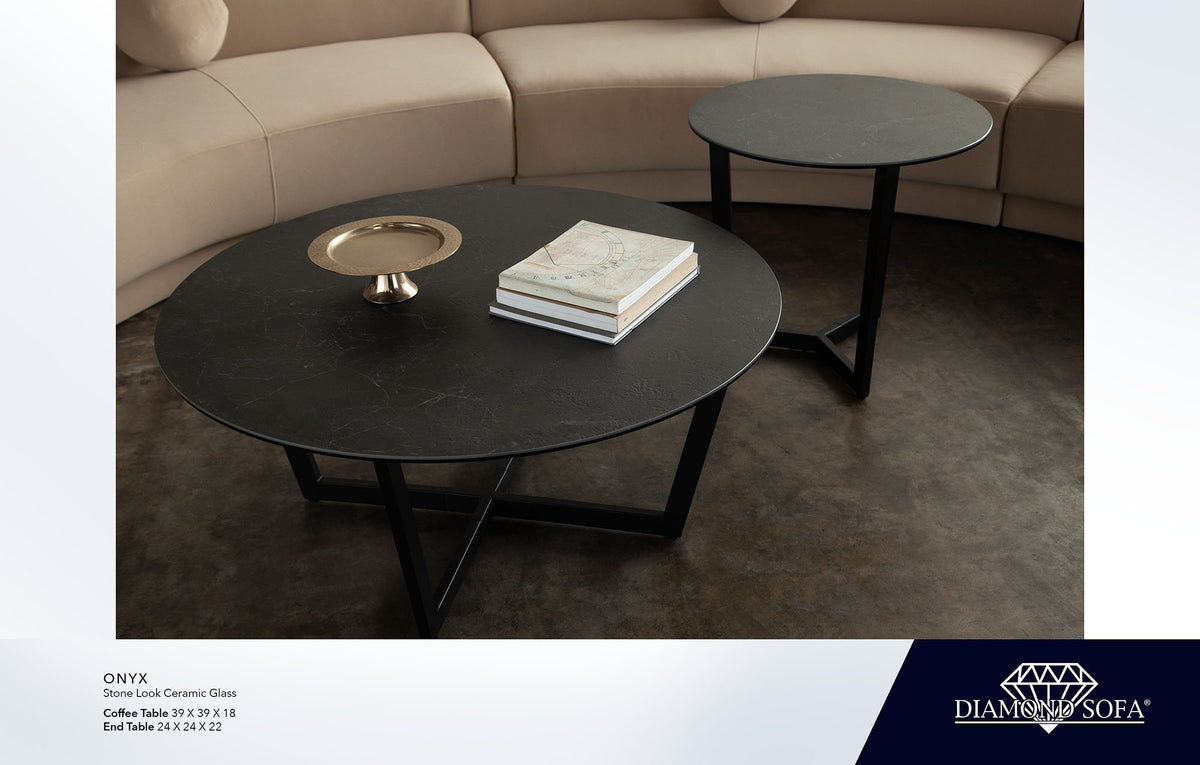 Onyx Black Ceramic Glass Coffee Table - Ornate Home