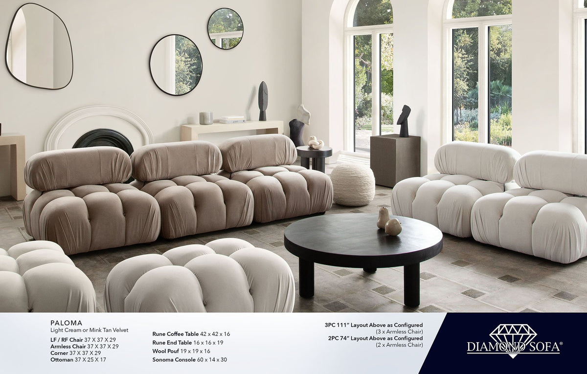 Paloma Mink Tan Velvet 3-Pc Sofa - Ornate Home