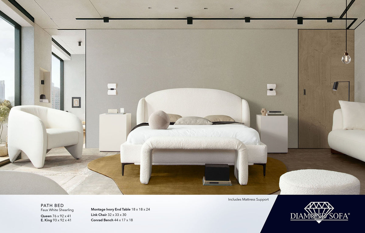 Path White Shearling Bed - Ornate Home