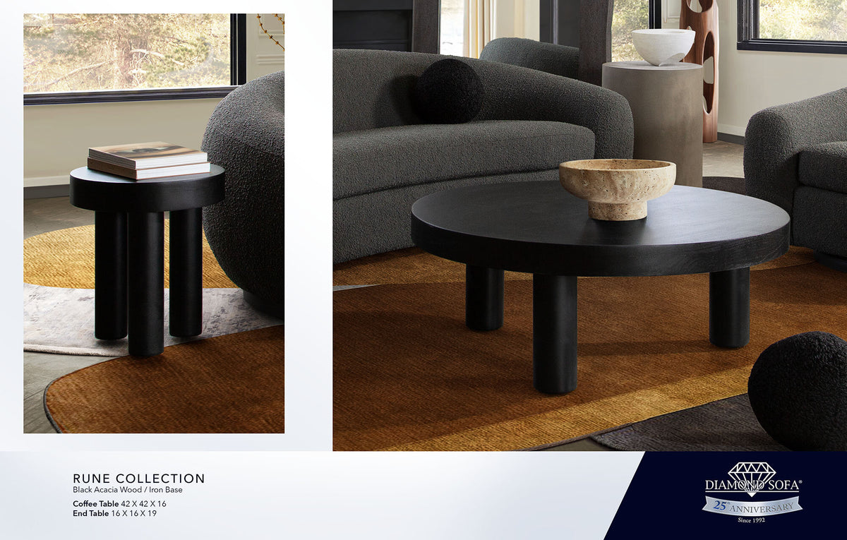 Rune Black Wood Coffee Table - Ornate Home