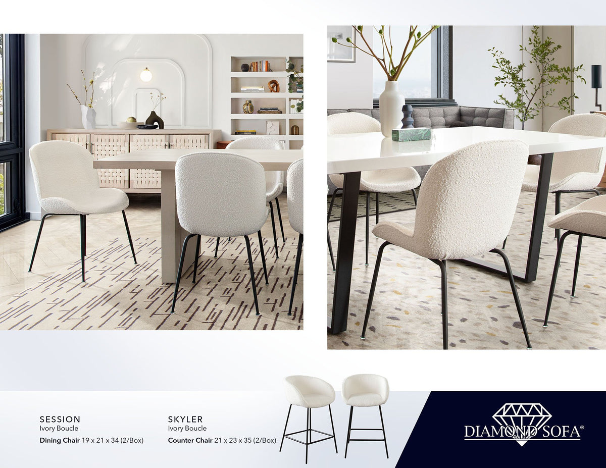 Session Ivory Boucle Dining Chair (Set of 2) - Ornate Home