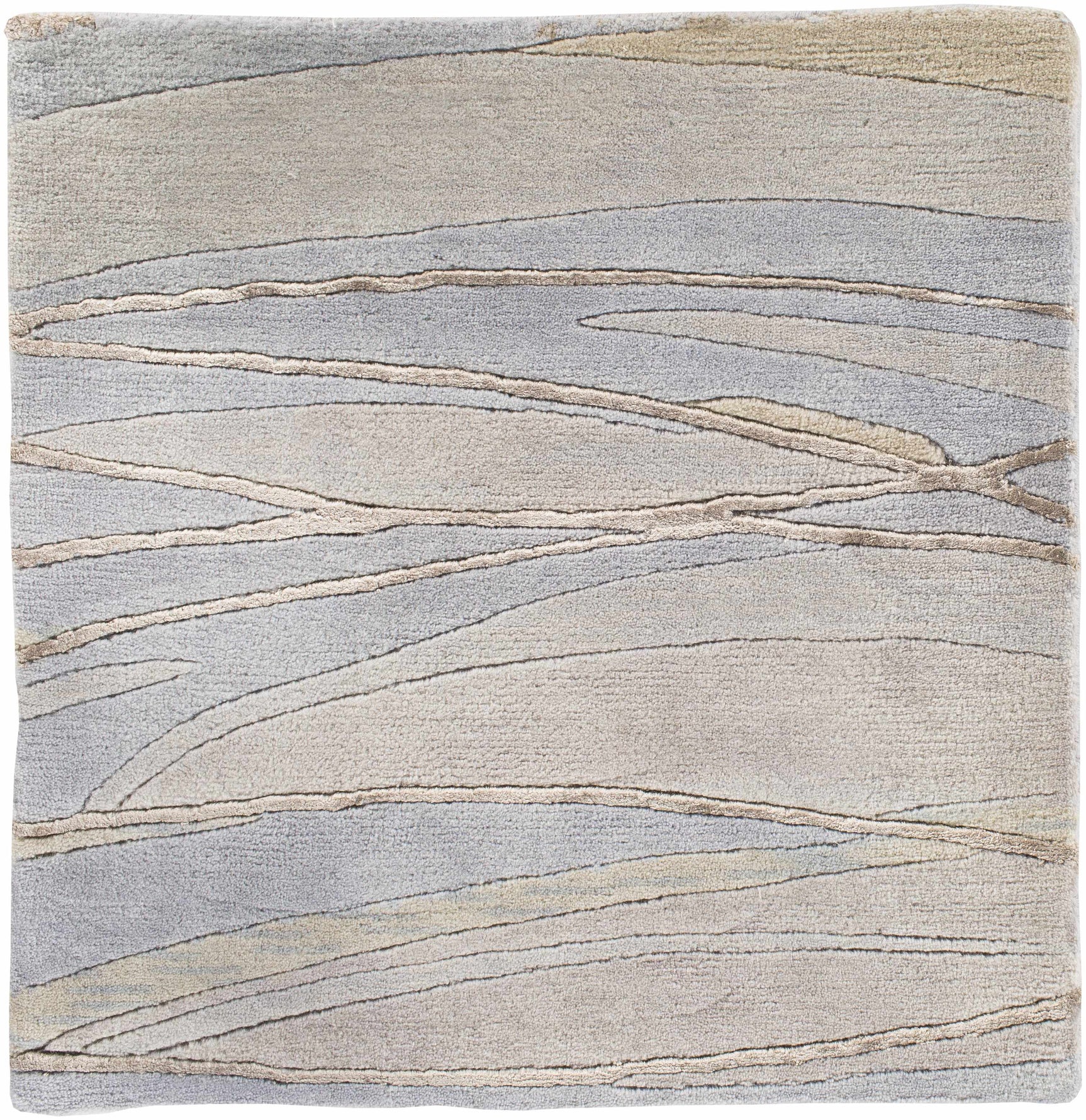 Sinai Light Blue Lined Wool/Viscose Rug - Clearance