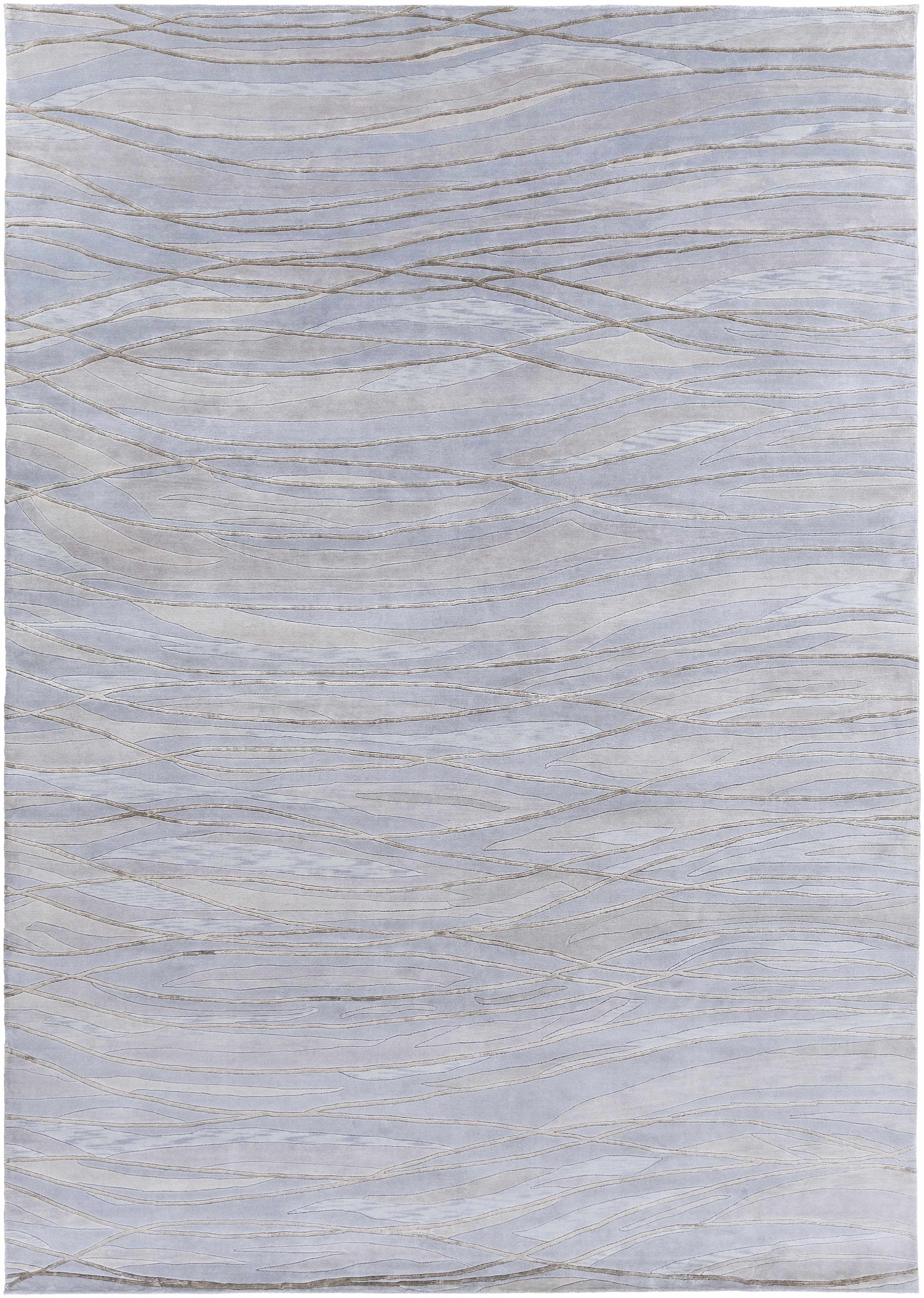 Sinai Light Blue Lined Wool/Viscose Rug - Clearance