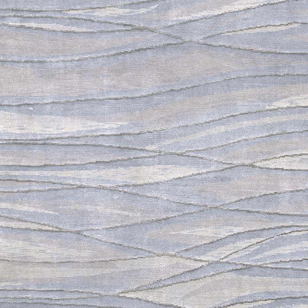 Sinai Light Blue Lined Wool/Viscose Rug - Clearance