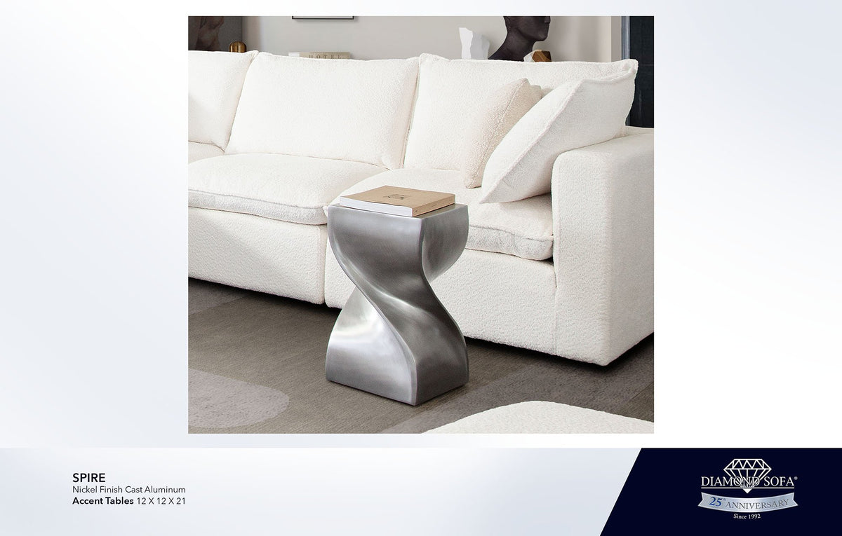 Spire Nickel Aluminum End Table - Ornate Home