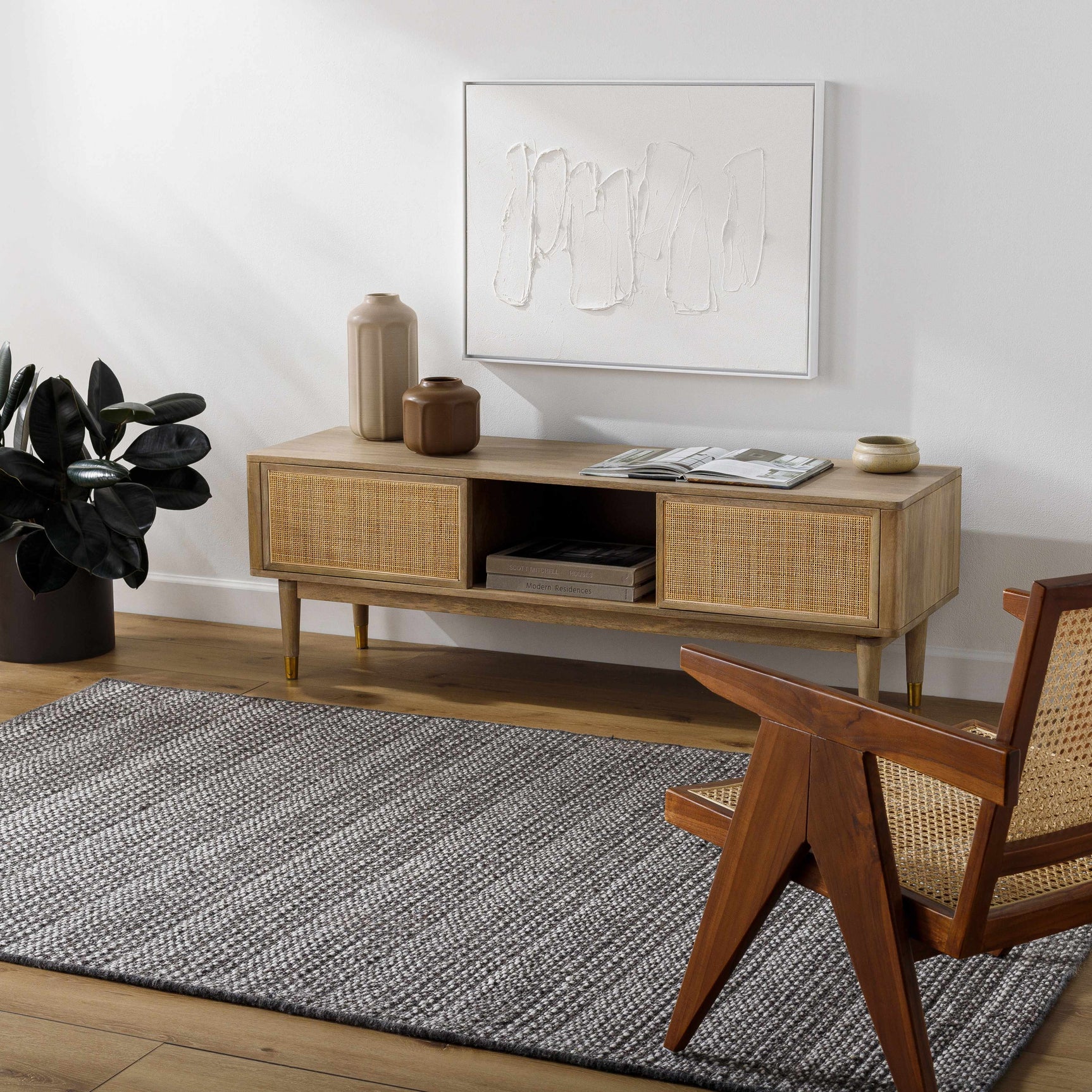 Lonan Black Hand Loomed Area Rug - Clearance