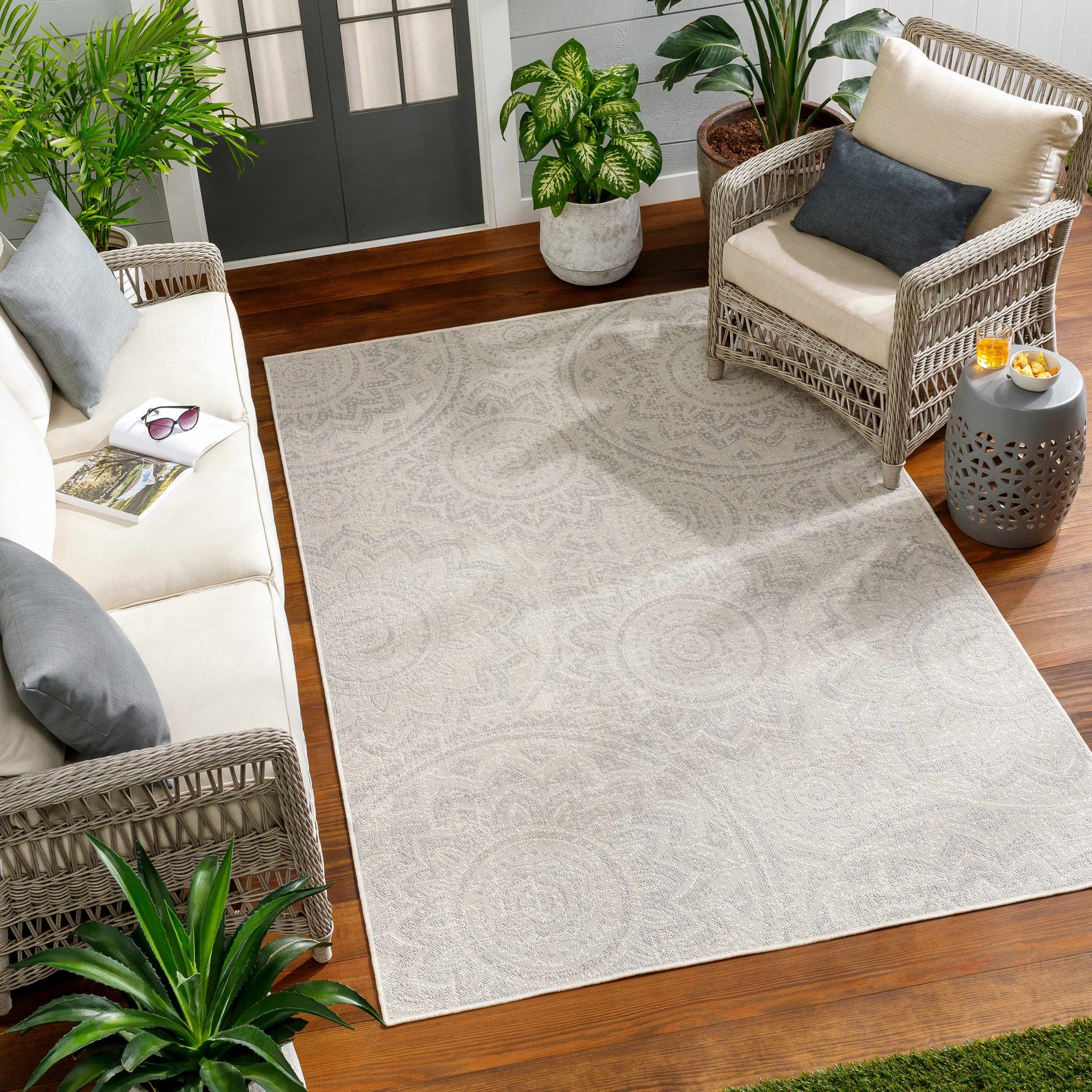 Ayala Cream Outdoor Area Rug - Clearance