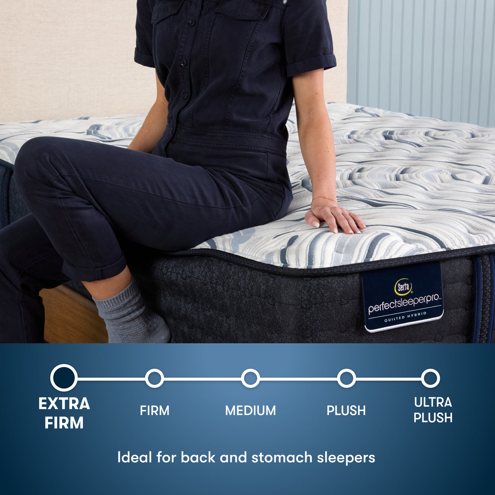 Perfect Sleeper Pro Hampton 12.5" Dark Blue/White Latex Hybrid California King Extra Firm Mattress