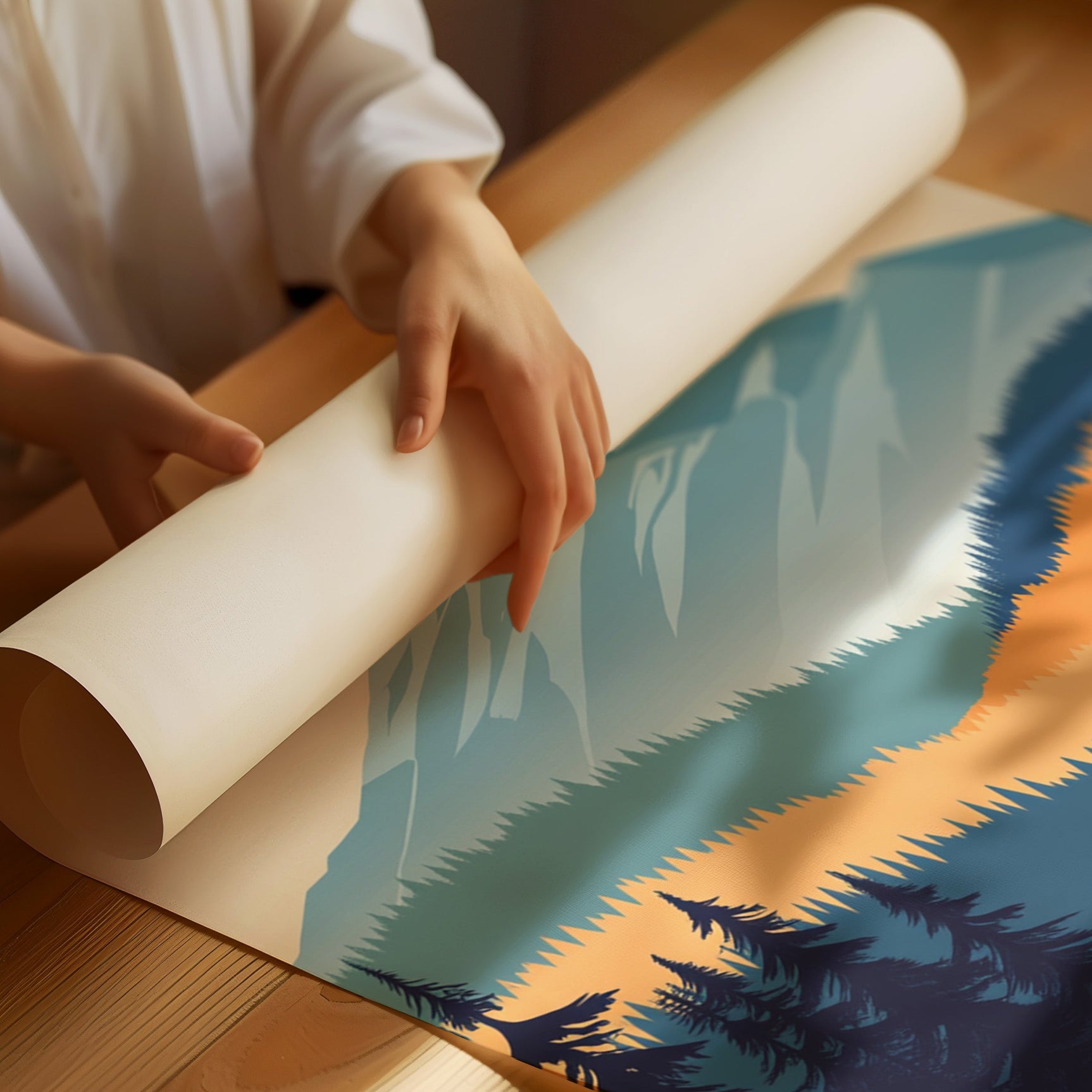 Serene Peaks - Modern Mountain Landscape Print
