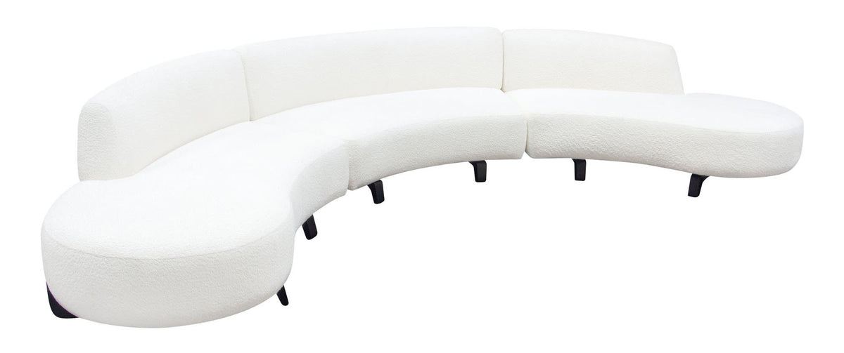 Vesper White/Black Faux Shearling 3-Pc Sectional - Ornate Home