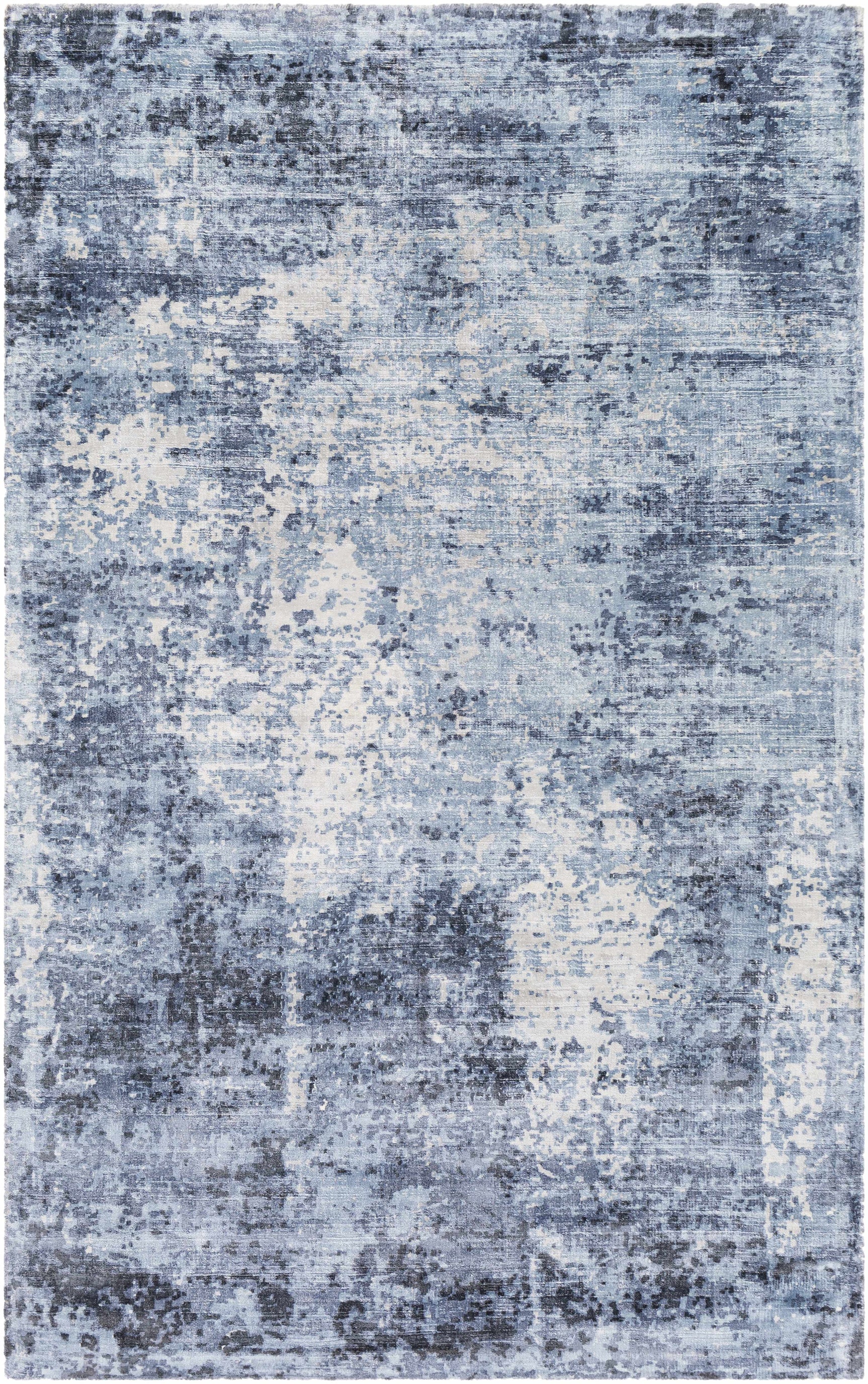 Wardle Abstract Blue/White Viscose Rug - Clearance