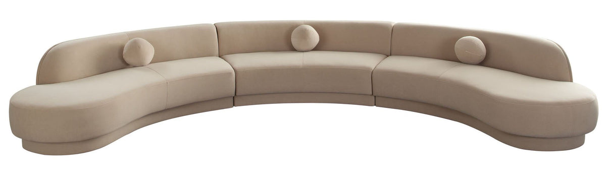 Zelda Light Camel Performance Velvet 3-Pc Sectional - Ornate Home