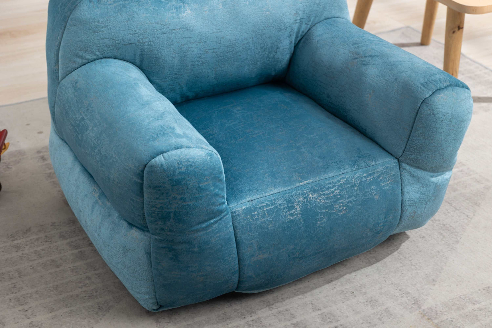 King Kid's Blue Velvet Bean Bag Chair - Ornate Home